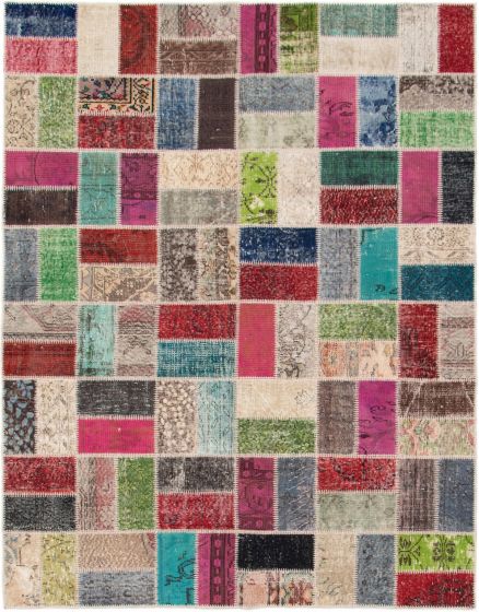 Turkish Color Transition Patchwork 5'10" x 7'7" Hand-knotted Wool Rug 