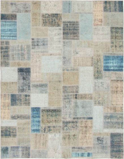 Turkish Color Transition Patchwork 5'7" x 7'10" Hand-knotted Wool Rug 