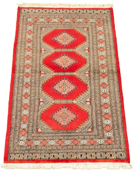 Pakistani Finest Peshawar Bokhara 3'1" x 5'4" Hand-knotted Wool Rug 
