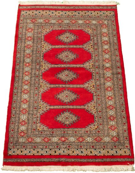 Pakistani Finest Peshawar Bokhara 3'1" x 5'5" Hand-knotted Wool Rug 