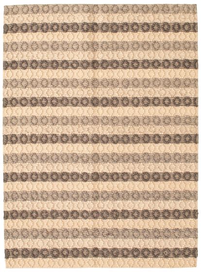 Indian Sienna 5'4" x 7'5" Braid weave Wool Light Grey Rug