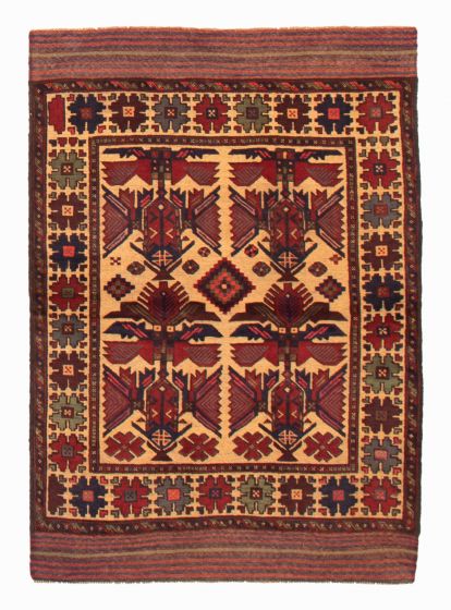 Afghan Tajik Caucasian 4'1" x 5'11" Hand-knotted Wool Rug 