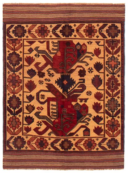 Afghan Tajik Caucasian 4'0" x 5'11" Hand-knotted Wool Rug 