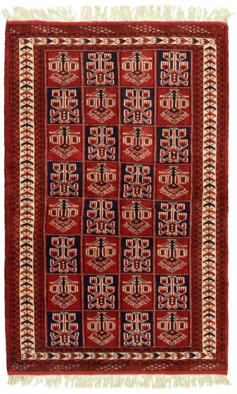 Turkmenistan Turkman 4'2" x 6'5" Hand-knotted Wool Rug 