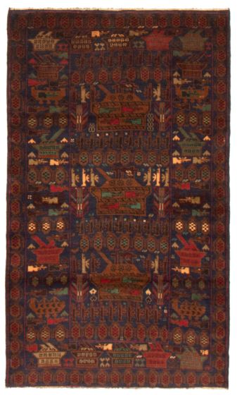 Afghan Rare War 3'11" x 6'6" Hand-knotted Wool Rug 