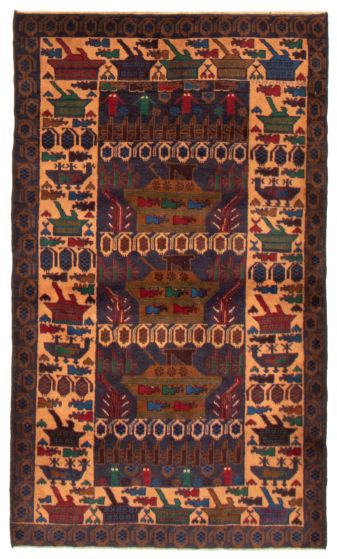 Afghan Rare War 3'10" x 6'5" Hand-knotted Wool Rug 