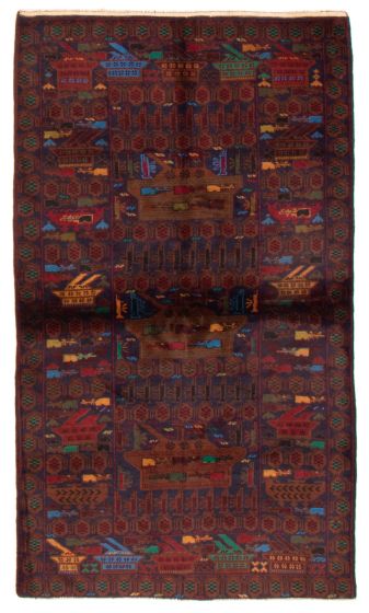 Afghan Rare War 3'9" x 6'4" Hand-knotted Wool Rug 