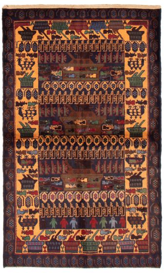 Afghan Rare War 3'10" x 6'5" Hand-knotted Wool Rug 