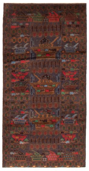 Afghan Rare War 3'10" x 6'9" Hand-knotted Wool Rug 