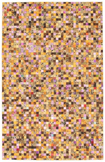 Argentina Cowhide Patchwork 5'2" x 8'3" Handmade Leather Rug 