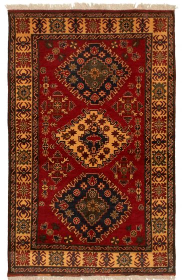 Afghan Finest Kargahi 4'0" x 6'5" Hand-knotted Wool Rug 