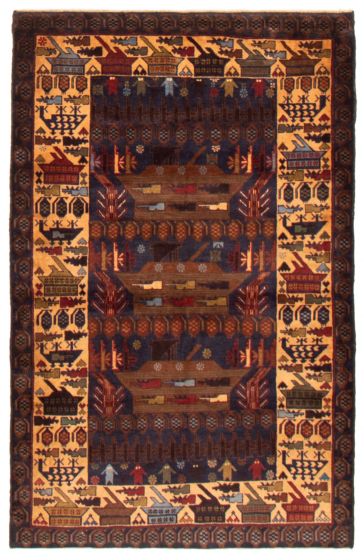 Afghan Rare War 3'11" x 6'3" Hand-knotted Wool Rug 