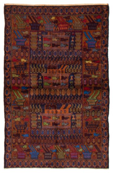 Afghan Rare War 3'10" x 6'1" Hand-knotted Wool Rug 