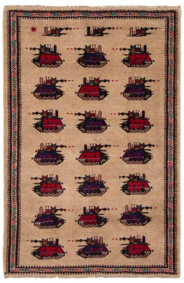 Afghan Rare War 2'10" x 4'3" Hand-knotted Wool Rug 