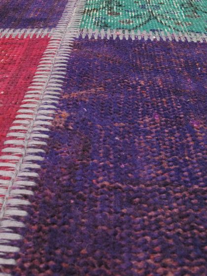 Turkish Color Transition Patchwork 6'6" x 10'0" Hand-knotted Wool Rug 