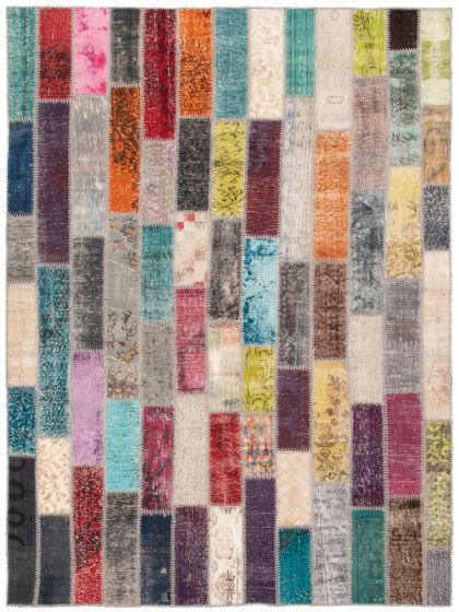 Turkish Color Transition Patchwork 5'10" x 8'0" Hand-knotted Wool Rug 