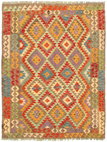 Turkish Sivas 4'10" x 6'4" Flat-Weave Wool Kilim 
