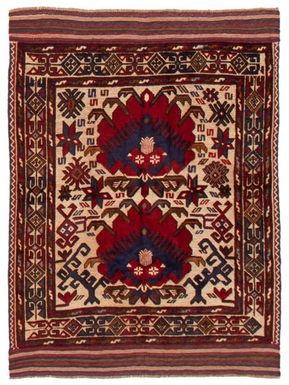 Afghan Tajik Caucasian 4'7" x 5'11" Hand-knotted Wool Rug 