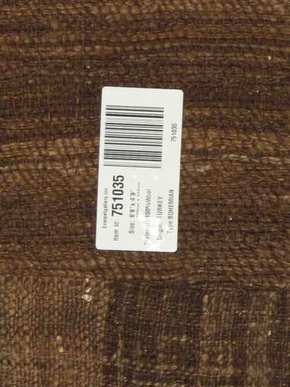 Turkish Boho 4'9" x 6'6" Flat-Weave Wool Kilim 