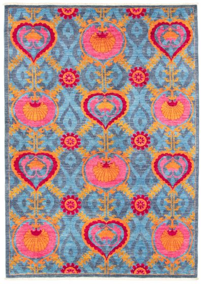 Pakistani Lahore Finest Collection 6'4" x 8'11" Hand-knotted Wool Rug 