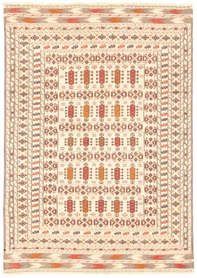 Turkish Shiravan SMK 4'3" x 6'0" Flat-Weave Wool Tapestry Kilim 