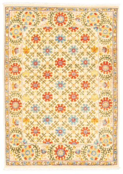 Pakistani Lahore Finest Collection 4'1" x 5'8" Hand-knotted Wool Rug 
