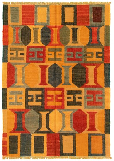 Turkish Sundance 4'1" x 5'11" Flat-Weave Wool Kilim 