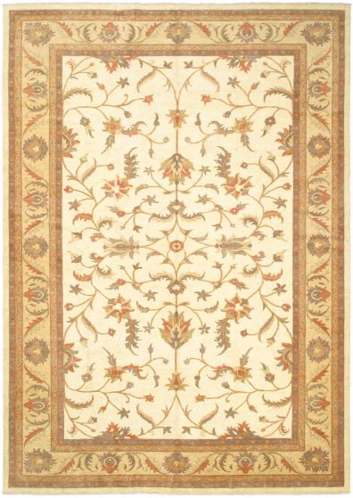 Afghan Chobi 12'2" x 17'5" Hand-knotted Wool Ivory Rug - Closeout
