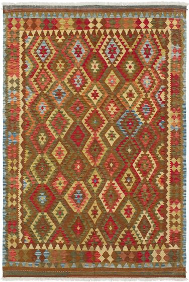 Turkish Kashkoli FW 6'5" x 9'9" Flat-Weave Wool Kilim 