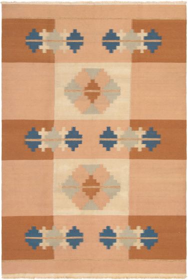 Indian Tribal Gabbeh 6'0" x 9'0" Flat-Weave Wool Kilim 