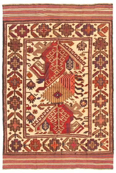 Afghan Tajik Caucasian 4'1" x 6'1" Hand-knotted Wool Beige Rug