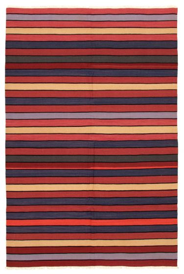 Turkish Boho 6'0" x 9'0" Flat-Weave Wool Kilim 