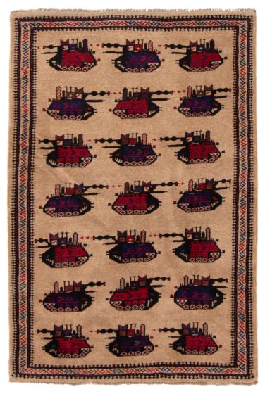 Afghan Rare War 2'10" x 4'3" Hand-knotted Wool Rug 