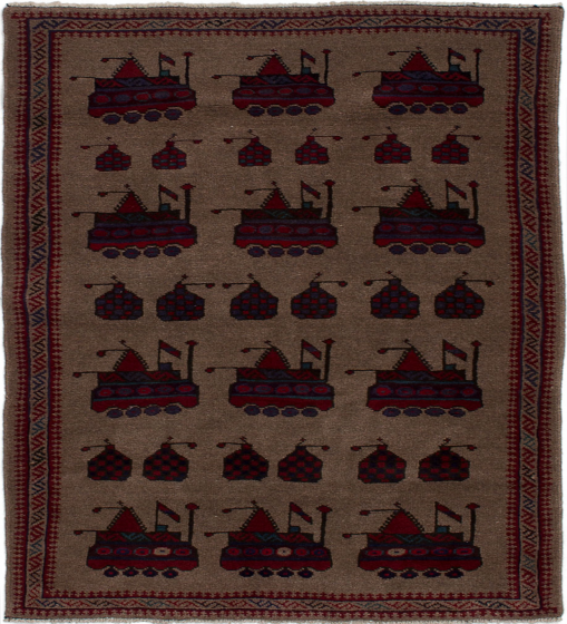 Afghan Rare War 3'0" x 4'9" Hand-knotted Wool Rug 