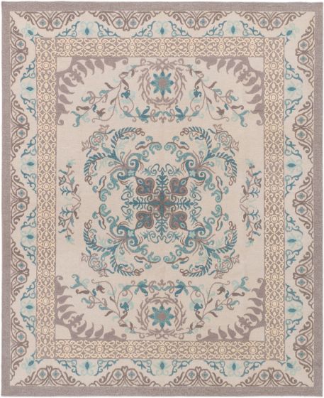 Indian Tamar IV 7'9" x 9'9" Flat-Weave Wool Tapestry Kilim 