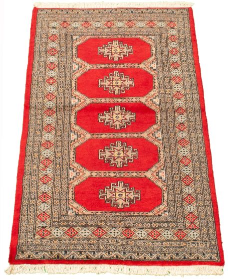 Pakistani Finest Peshawar Bokhara 3'1" x 5'3" Hand-knotted Wool Rug 