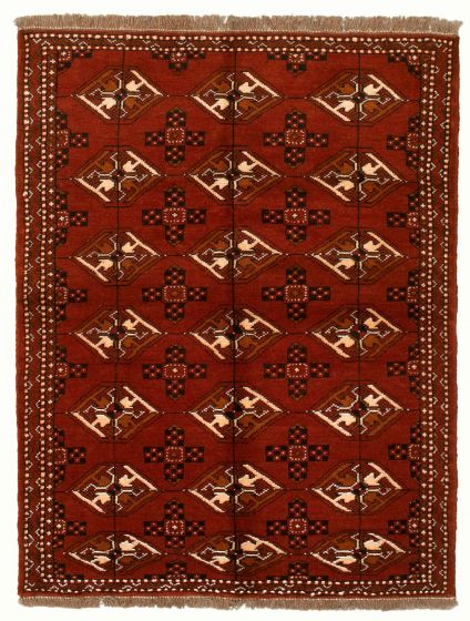 Turkmenistan Turkman 3'7" x 4'11" Hand-knotted Wool Rug 