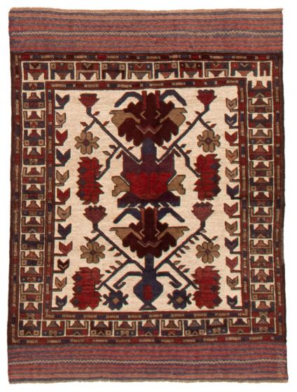 Afghan Tajik Caucasian 4'0" x 5'5" Hand-knotted Wool Rug 