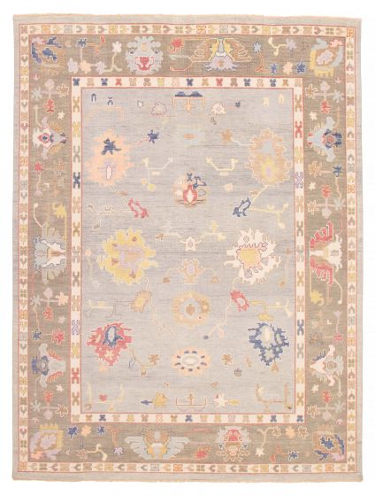 Indian Modern Oushak 8'11" x 11'9" Hand-knotted Wool Rug 