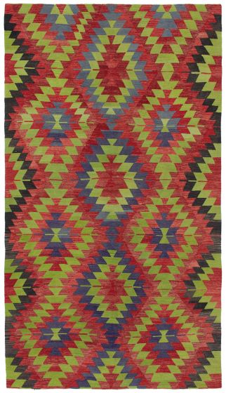 Turkish Sivas 5'7" x 10'7" Flat-Weave Wool Kilim 