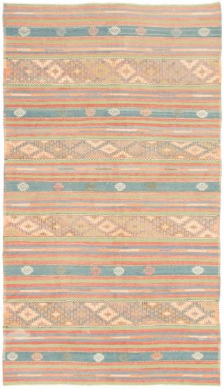 Turkish Boho 5'10" x 11'1" Flat-Weave Wool Kilim 