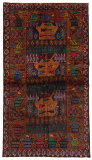 Afghan Rare War 3'9" x 6'8" Hand-knotted Wool Rug 