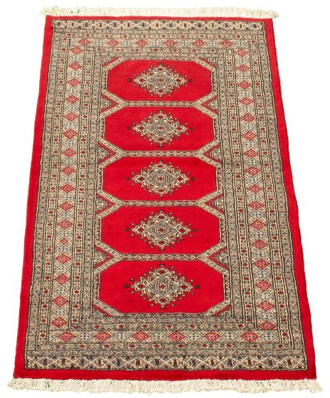 Pakistani Finest Peshawar Bokhara 3'1" x 5'3" Hand-knotted Wool Rug 