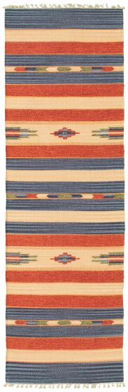 Turkish Bold and Colorful 2'0" x 6'9" Flat-Weave Wool Kilim 