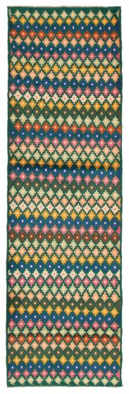Afghan Baluch 2'10" x 9'6" Hand-knotted Wool Dark Green Rug