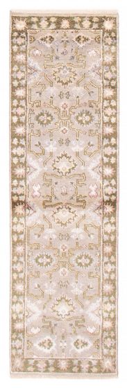 Indian Royal Oushak 2'5" x 7'10" Hand-knotted Silk & Wool Rug 