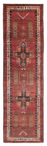 Persian Style 3'6" x 12'7" Hand-knotted Wool Runner Rug 