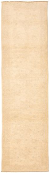 Afghan Chobi Finest 2'7" x 9'7" Hand-knotted Wool Ivory Rug