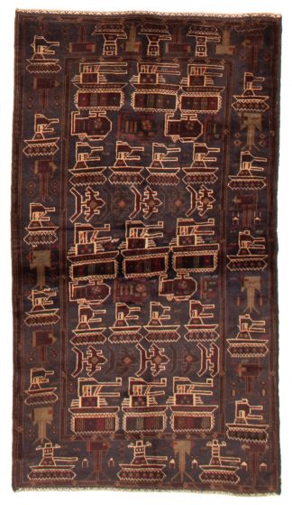 Afghan Rare War 3'8" x 6'6" Hand-knotted Wool Rug 