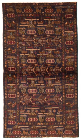 Afghan Rare War 3'8" x 6'8" Hand-knotted Wool Rug 
